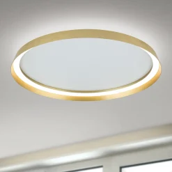LED-kattovalaisin Manta, Ø 60 cm, kullanvärinen, alumiini, ylös/alasvalo