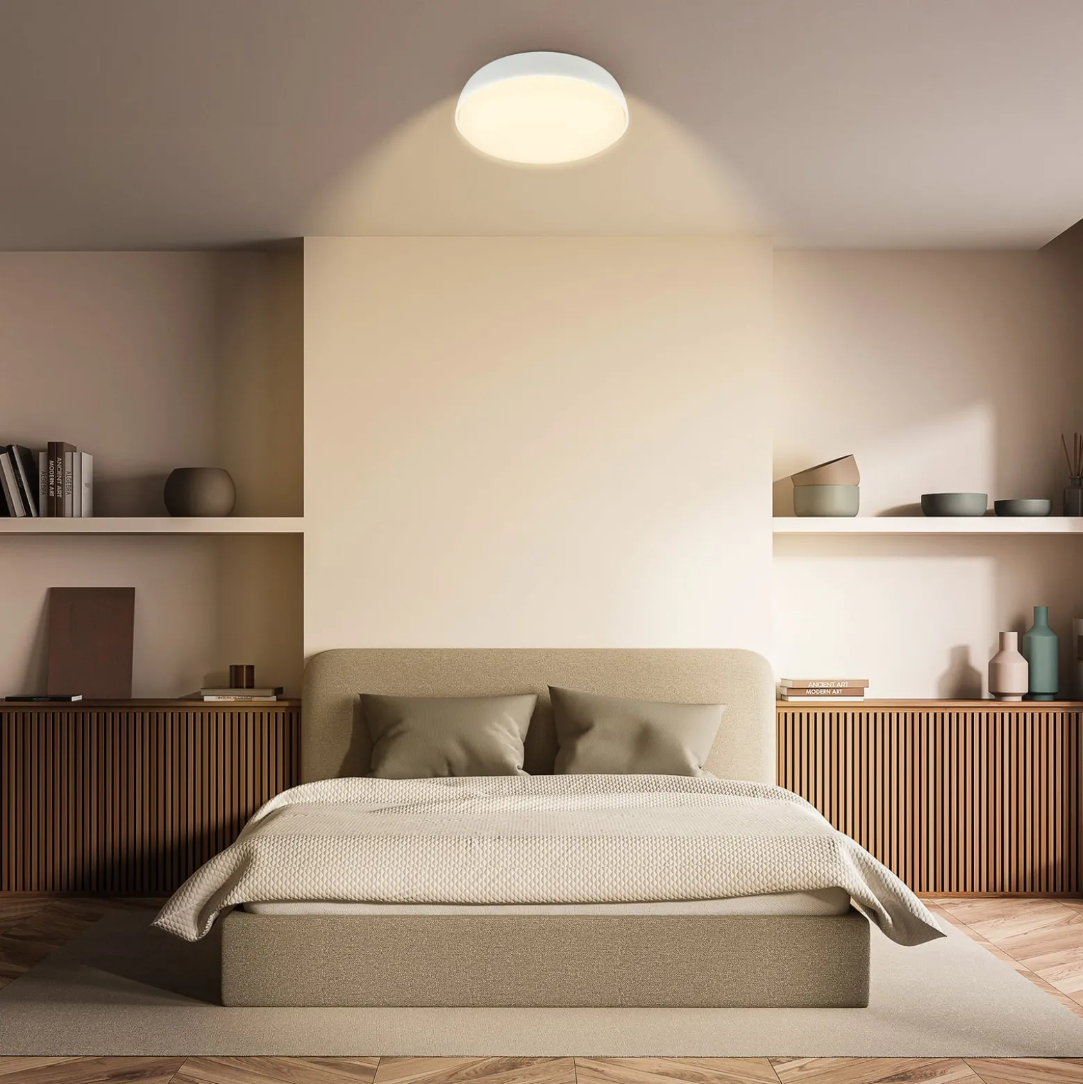 LED-kattovalaisin Nikan, mattavalkoinen, Ø 28,5 cm, 3 000 K