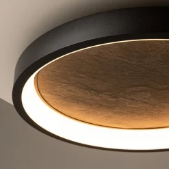 LED-kattovalaisin Orign, Ø 60 cm, musta, metalli/kivi