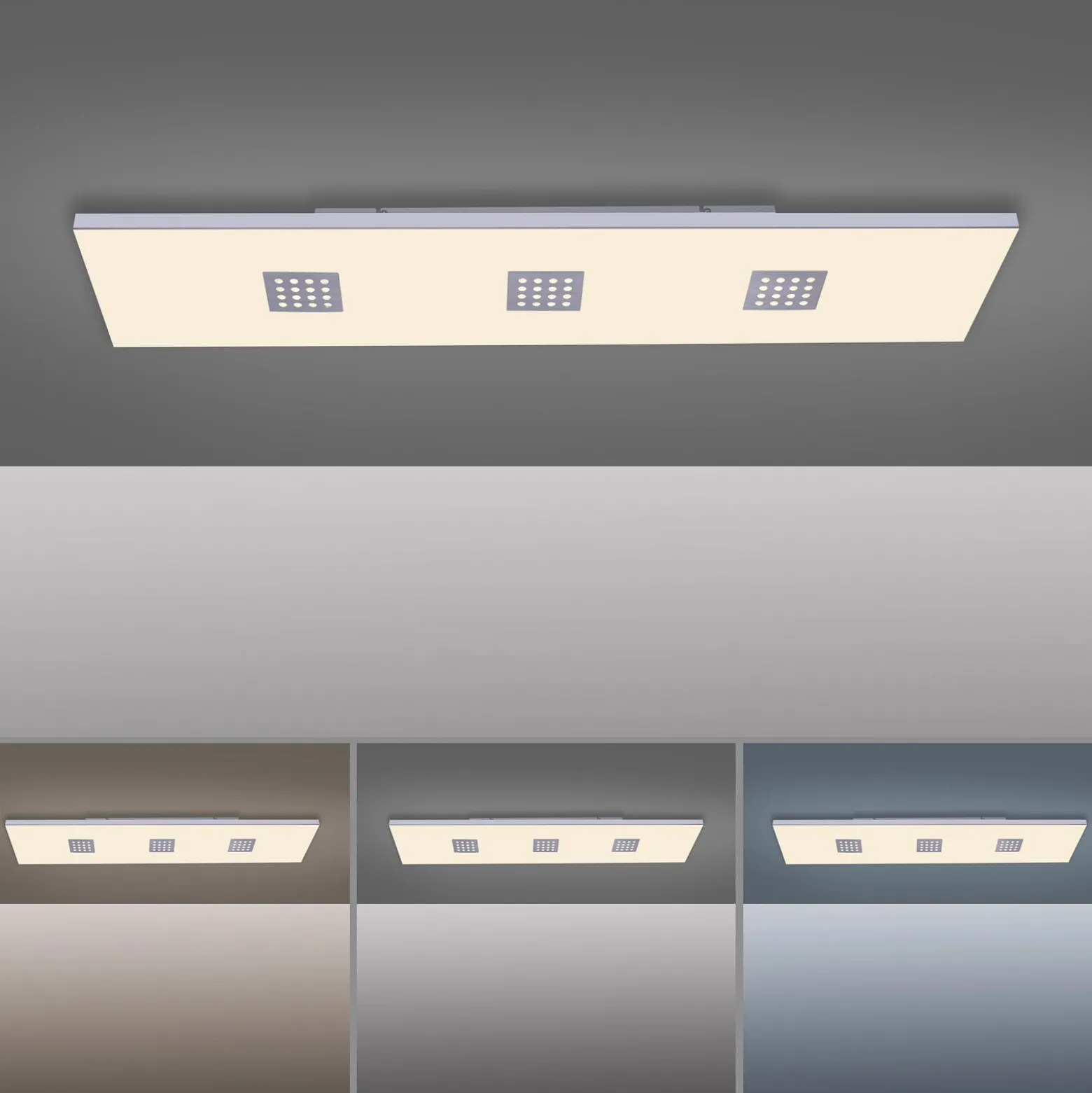 LED-kattovalaisin PURE Neo, 120 cm, alumiini, CCT, kaukosäädin