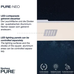 LED-kattovalaisin PURE Neo, 120 cm, alumiini, CCT, kaukosäädin