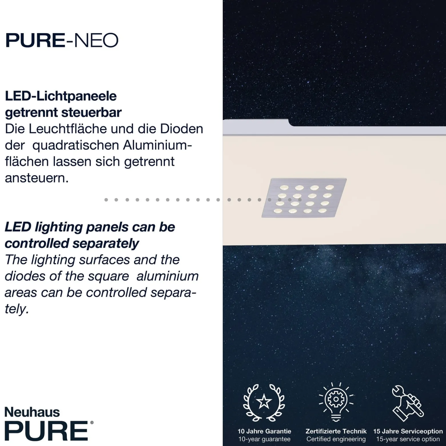 LED-kattovalaisin PURE Neo, 120 cm, alumiini, CCT, kaukosäädin