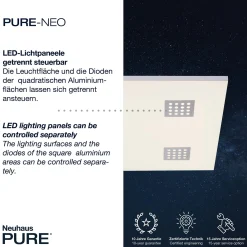 LED-kattovalaisin PURE Neo, 62 cm, alumiini, CCT, kaukosäädin