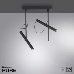 LED-kattovalaisin PURE Tutua, 2-lamppuinen, musta