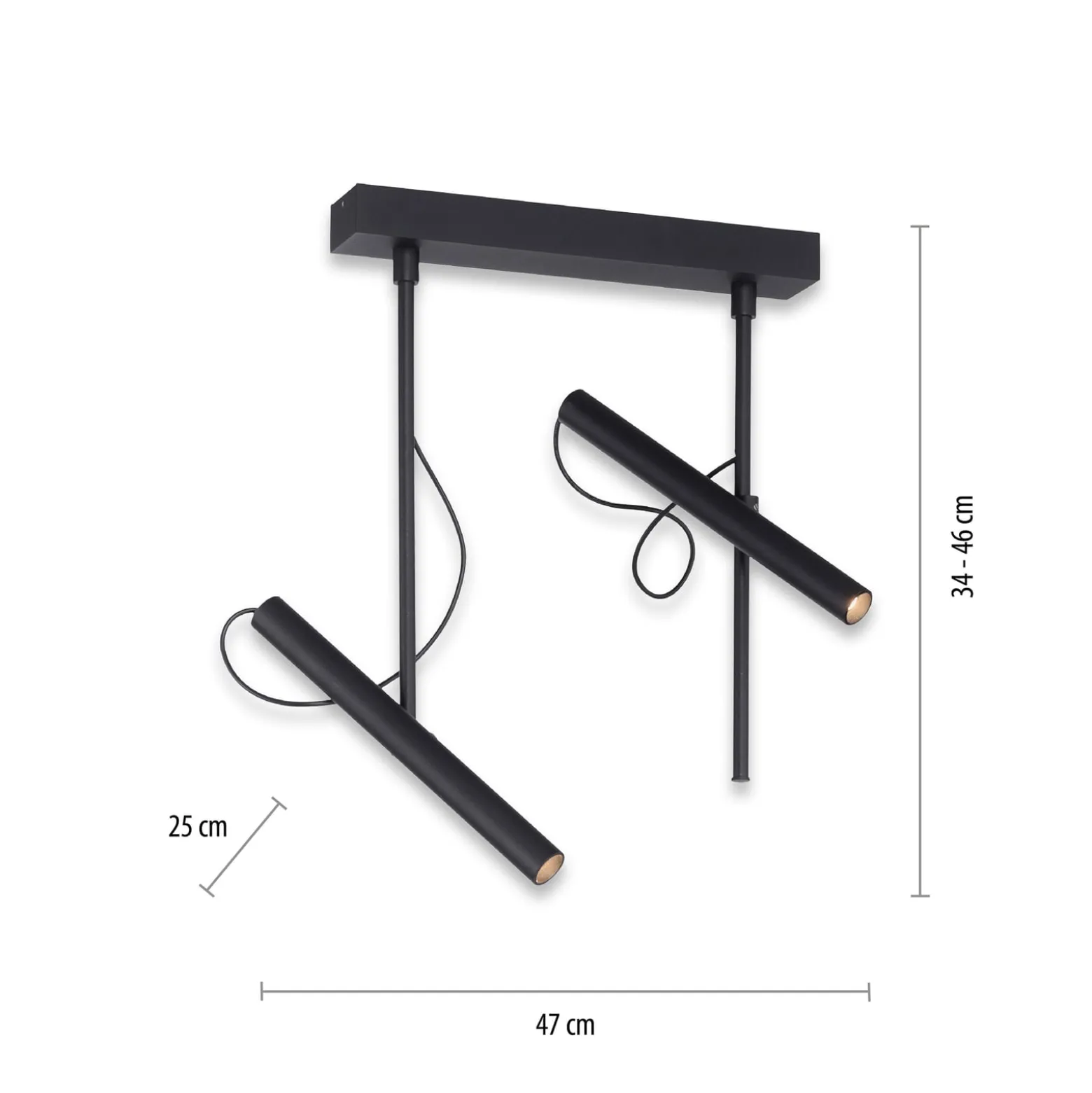 LED-kattovalaisin PURE Tutua, 2-lamppuinen, musta