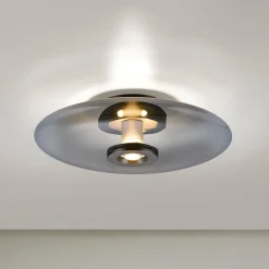 LED-kattovalaisin PURE Vitrum, harmaa, lasi/alumiini, halkaisija 45 cm