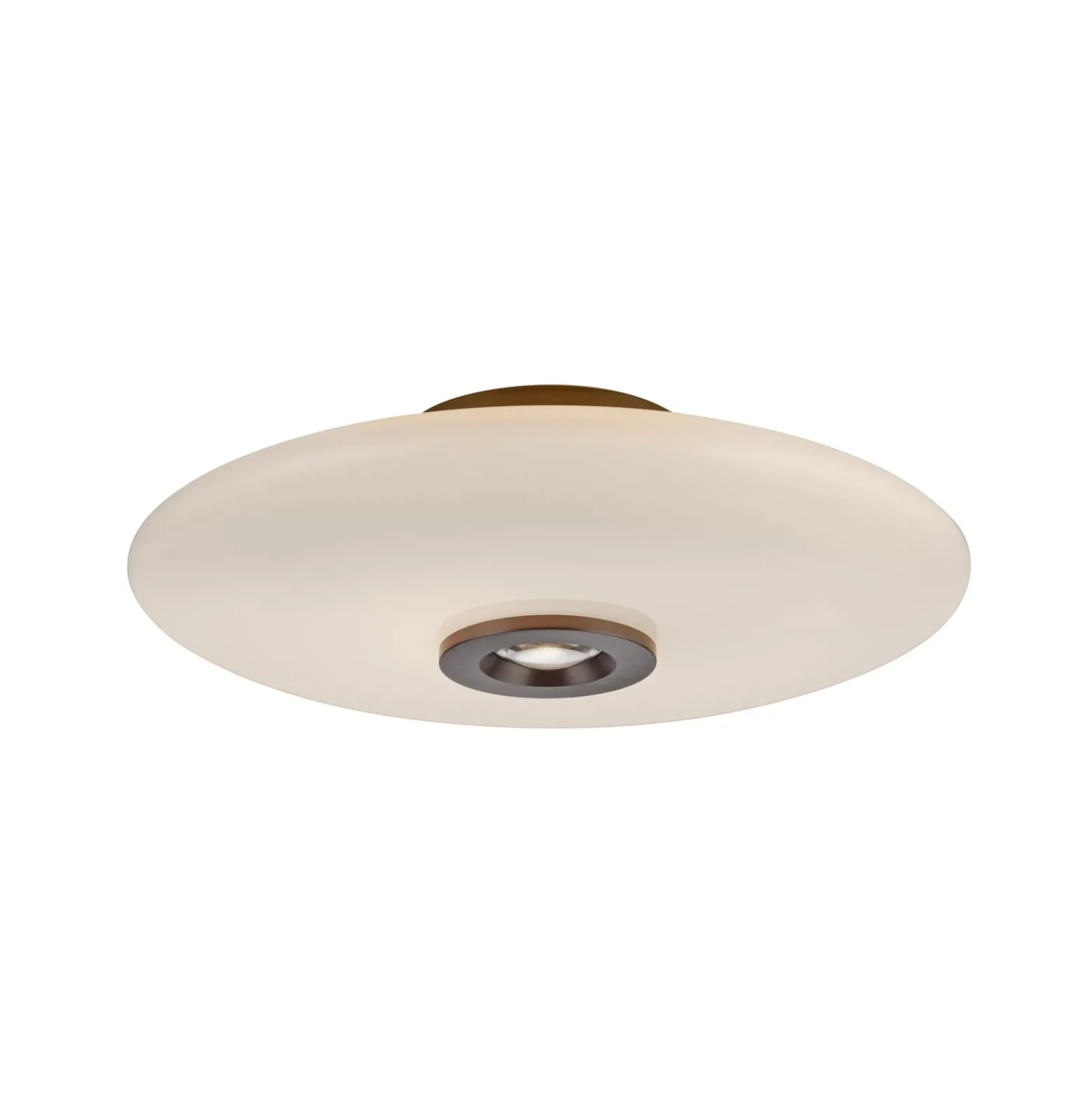 LED-kattovalaisin PURE Vitrum, ruskea/opaali, lasi/alumiini, halkaisija 45 cm