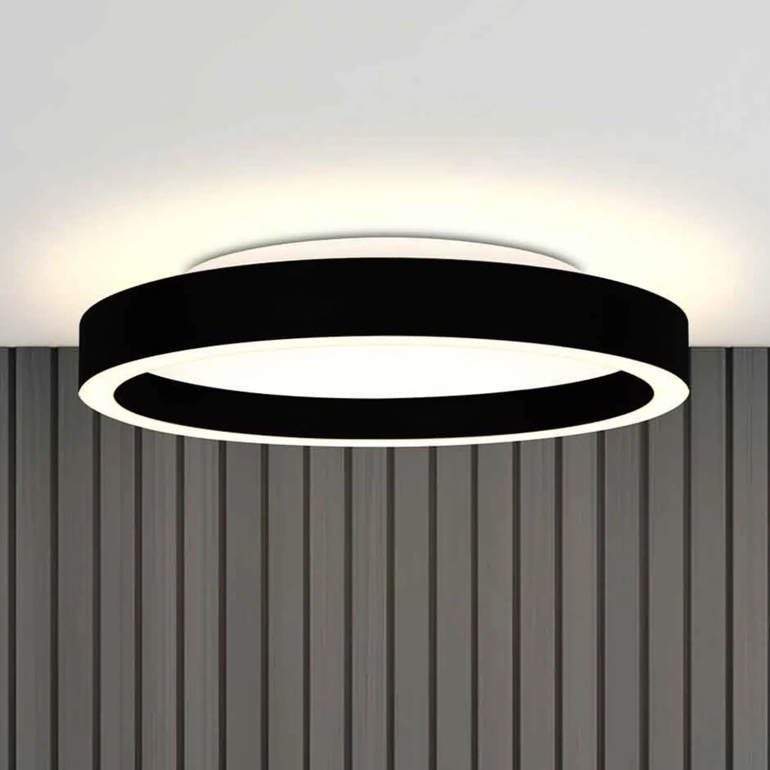 LED-kattovalaisin Ringlux, musta, Ø 30 cm, metalli, 2700 K