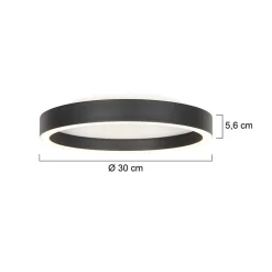 LED-kattovalaisin Ringlux, musta, Ø 30 cm, metalli, 2700 K