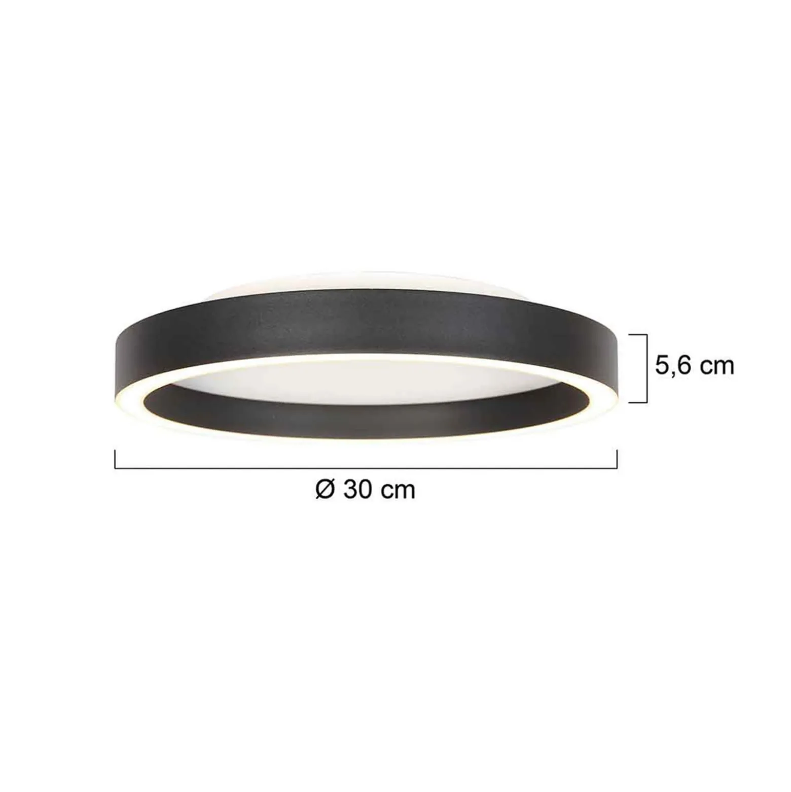 LED-kattovalaisin Ringlux, musta, Ø 30 cm, metalli, 2700 K