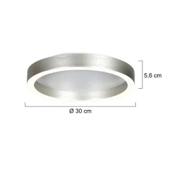 LED-kattovalaisin Ringlux teräsharmaa, Ø 30 cm, metalli, 2700 K
