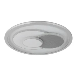 LED-kattovalaisin Ruiz I, valkoinen/hopea, halkaisija 48 cm, CCT