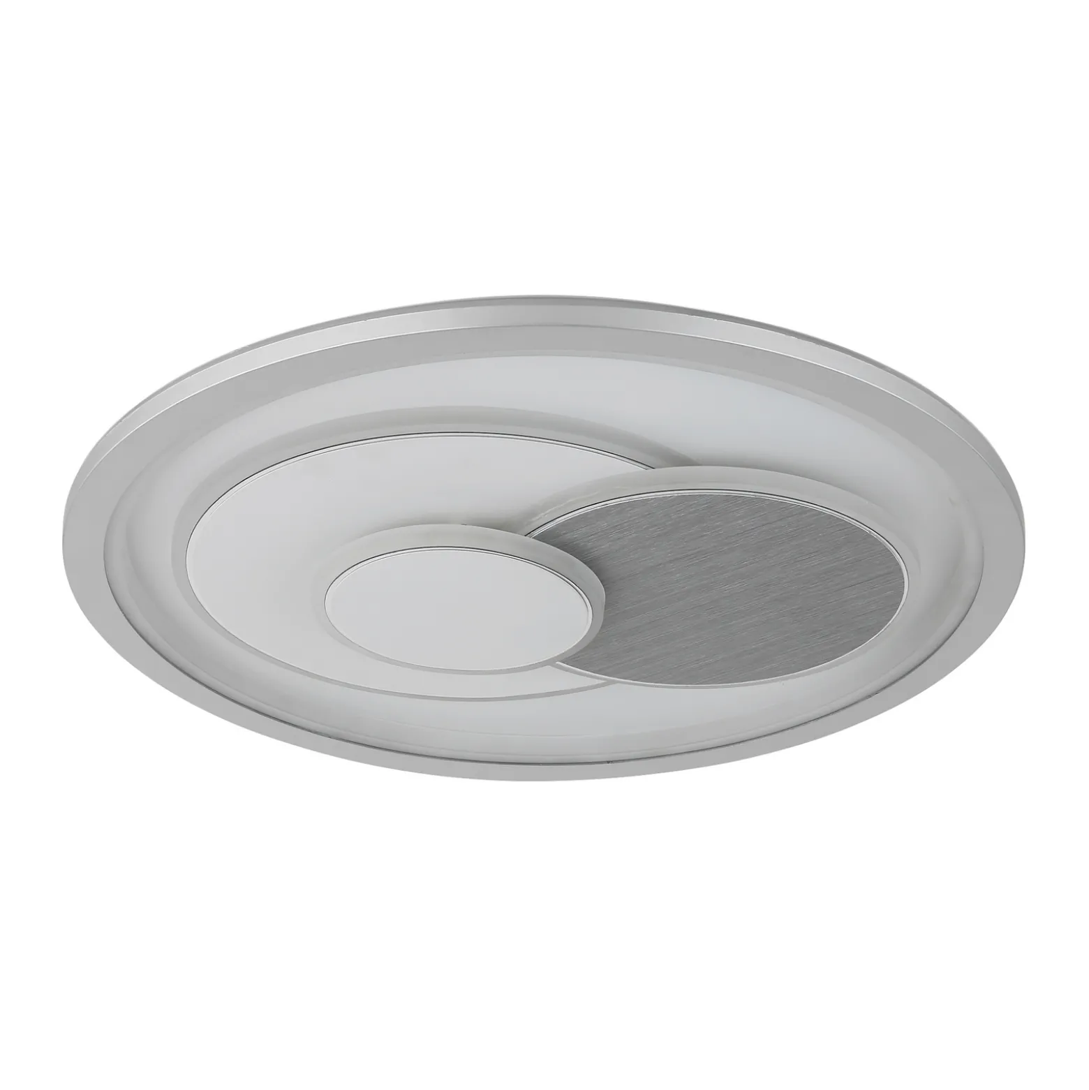LED-kattovalaisin Ruiz I, valkoinen/hopea, halkaisija 48 cm, CCT