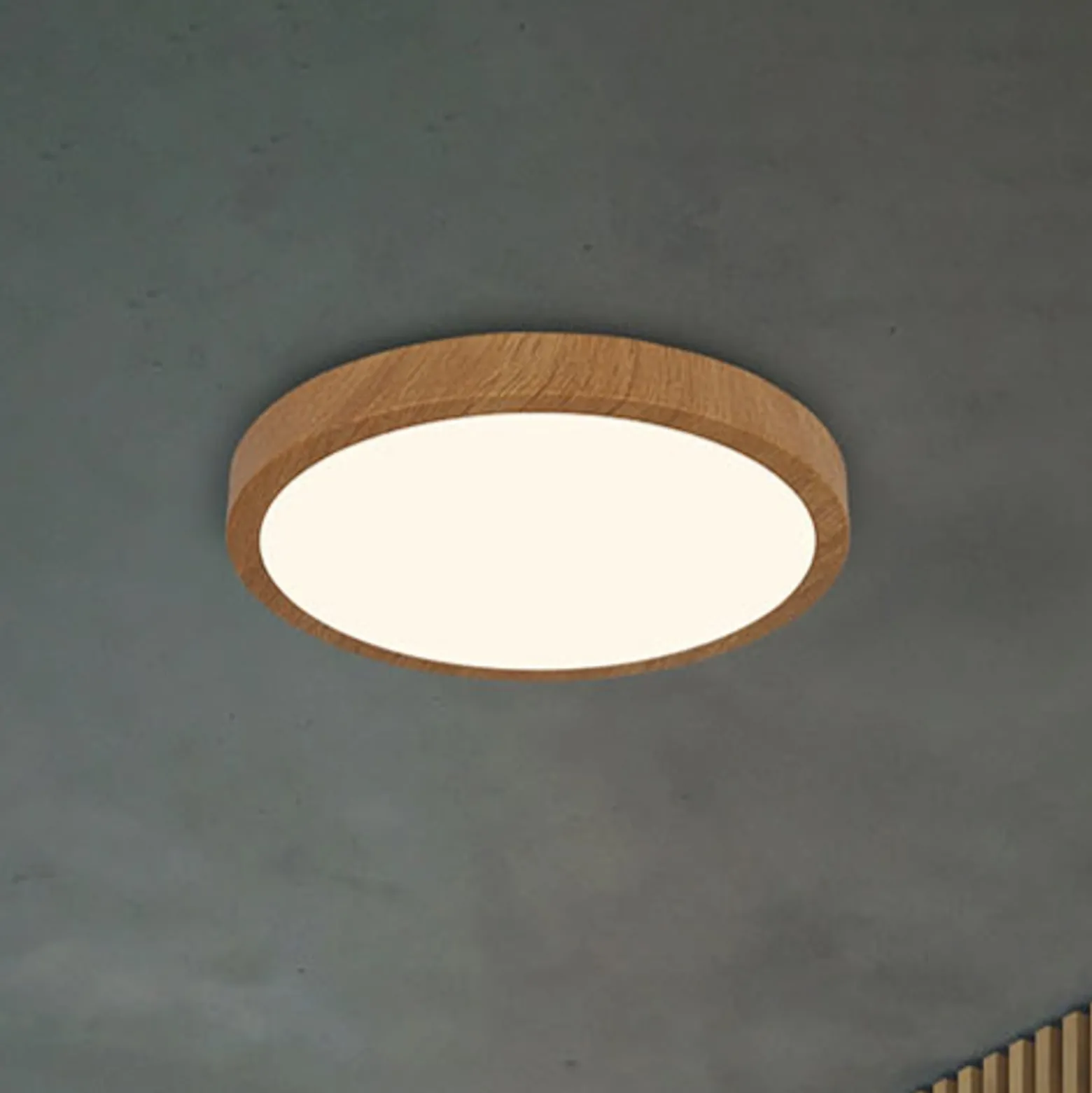 LED-kattovalaisin Runa Wood wood look 3000 K Ø38cm Ø38cm