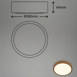 LED-kattovalaisin Runa Wood wood look 3000 K Ø28cm Ø28cm