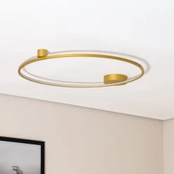 LED-kattovalaisin Saturno, kulta, Ø 80 cm, metalli, 4 000 K