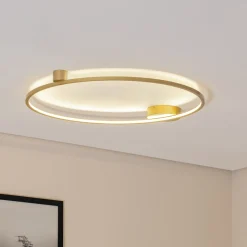 LED-kattovalaisin Saturno, kulta, Ø 80 cm, metalli, 4 000 K