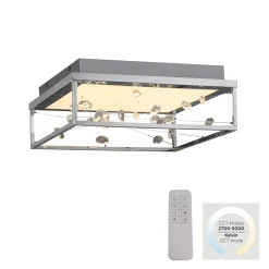 LED-kattovalaisin SKINA, kromi, 40 cm, CCT, himmennettävä, kaukosäädin