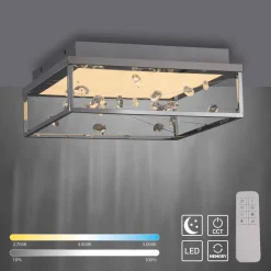 LED-kattovalaisin SKINA, kromi, 40 cm, CCT, himmennettävä, kaukosäädin