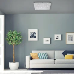 LED-kattovalaisin Sparkle CCT him., teräs, 45x45cm