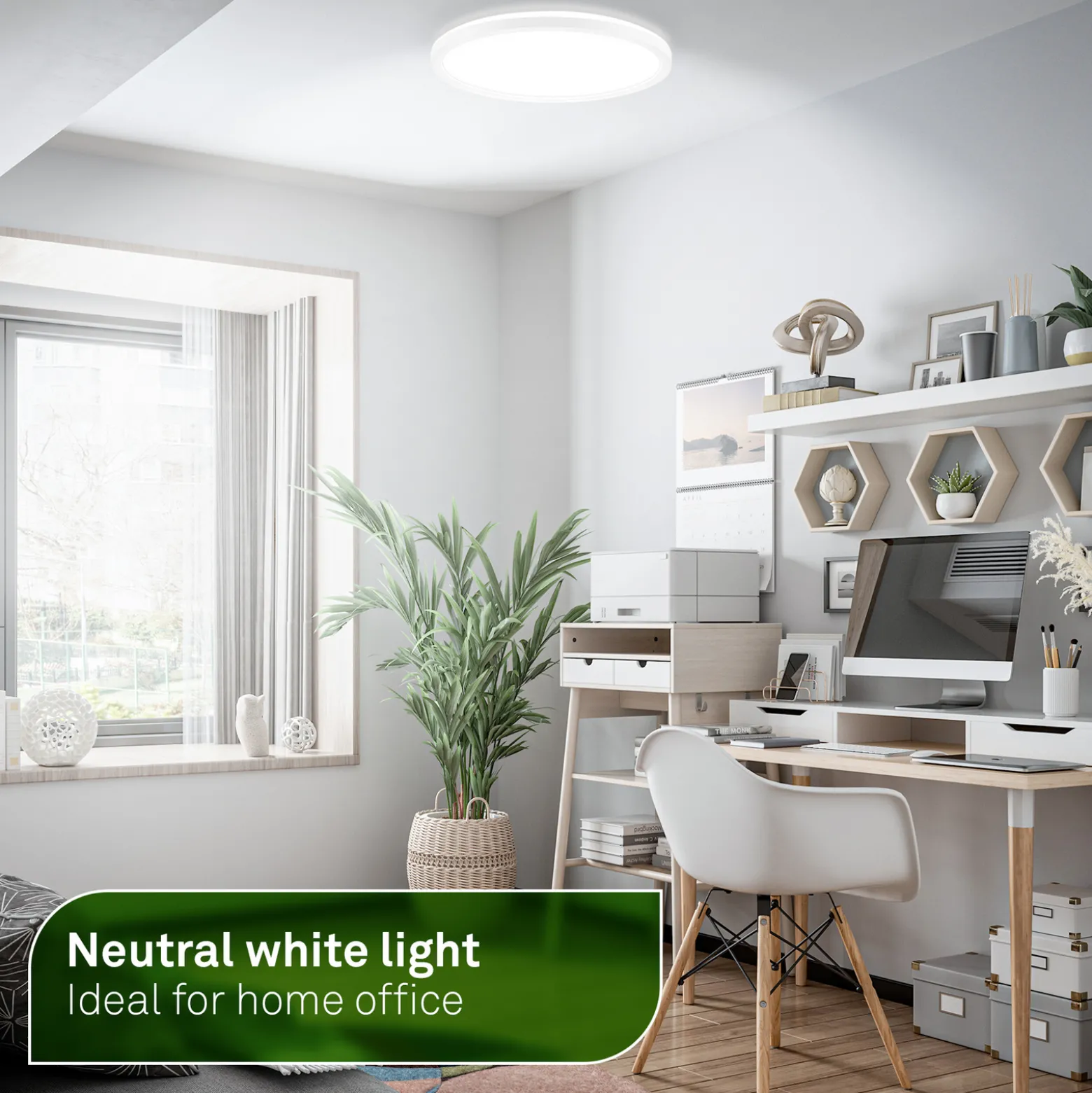 LED-kattovalaisin Tava A, CCT, Ø 29 cm, valkoinen, kaukosäädin