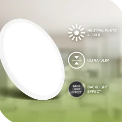 LED-kattovalaisin Tava A, Ø 42 cm, muovia, valkoinen
