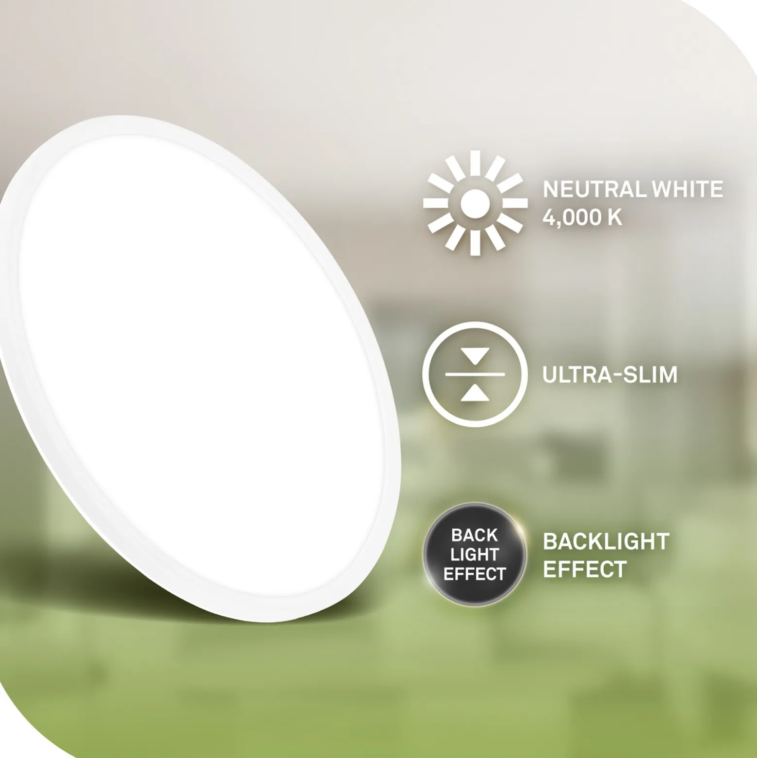 LED-kattovalaisin Tava A, Ø 42 cm, muovia, valkoinen