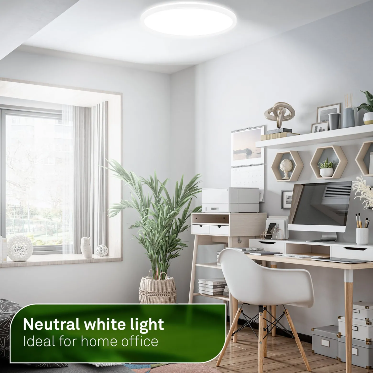 LED-kattovalaisin Tava A, Ø 42 cm, muovia, valkoinen