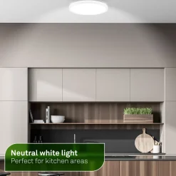 LED-kattovalaisin Tava A, Ø 29 cm, muovia, valkoinen