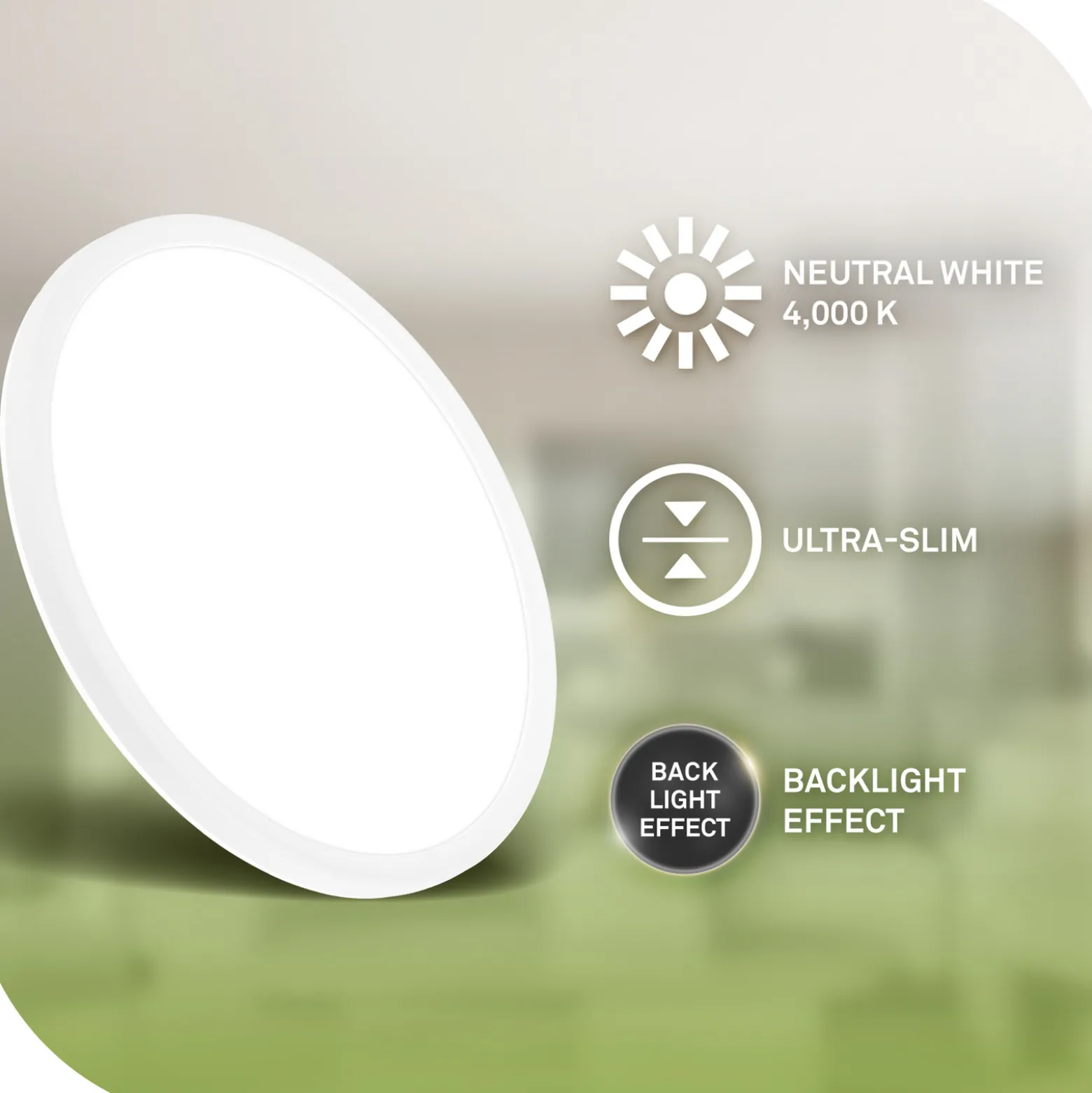 LED-kattovalaisin Tava A, Ø 29 cm, muovia, valkoinen