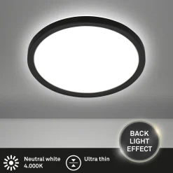 LED-kattovalaisin Tava, musta, Ø 24 cm, muovia