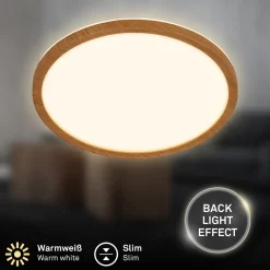 LED-kattovalaisin Tava Wood, Ø 29 cm, muovi, 3 000 K