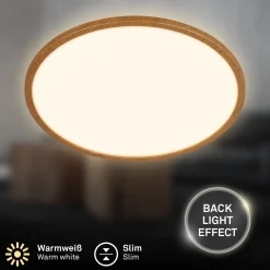 LED-kattovalaisin Tava Wood, Ø 42 cm, muovi, 3 000 K