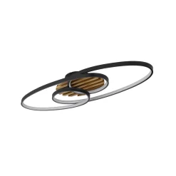 LED-kattovalaisin Tisha I, mattamusta/puu, pituus 85 cm