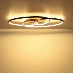 LED-kattovalaisin Tisha I, mattamusta/puu, pituus 85 cm