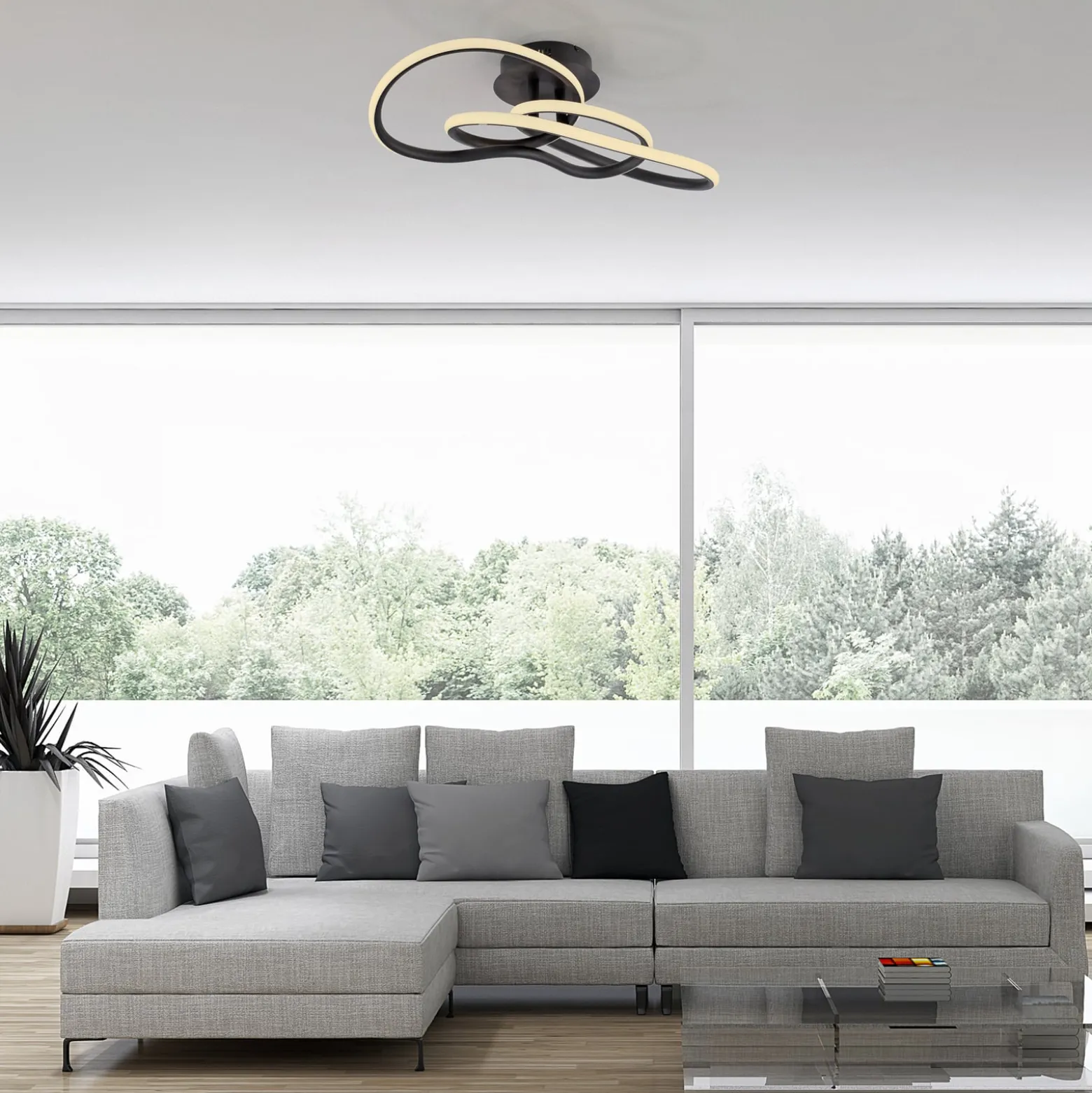 LED-kattovalaisin TWIST, musta, pituus 90 cm, metallinen, Switchdim,