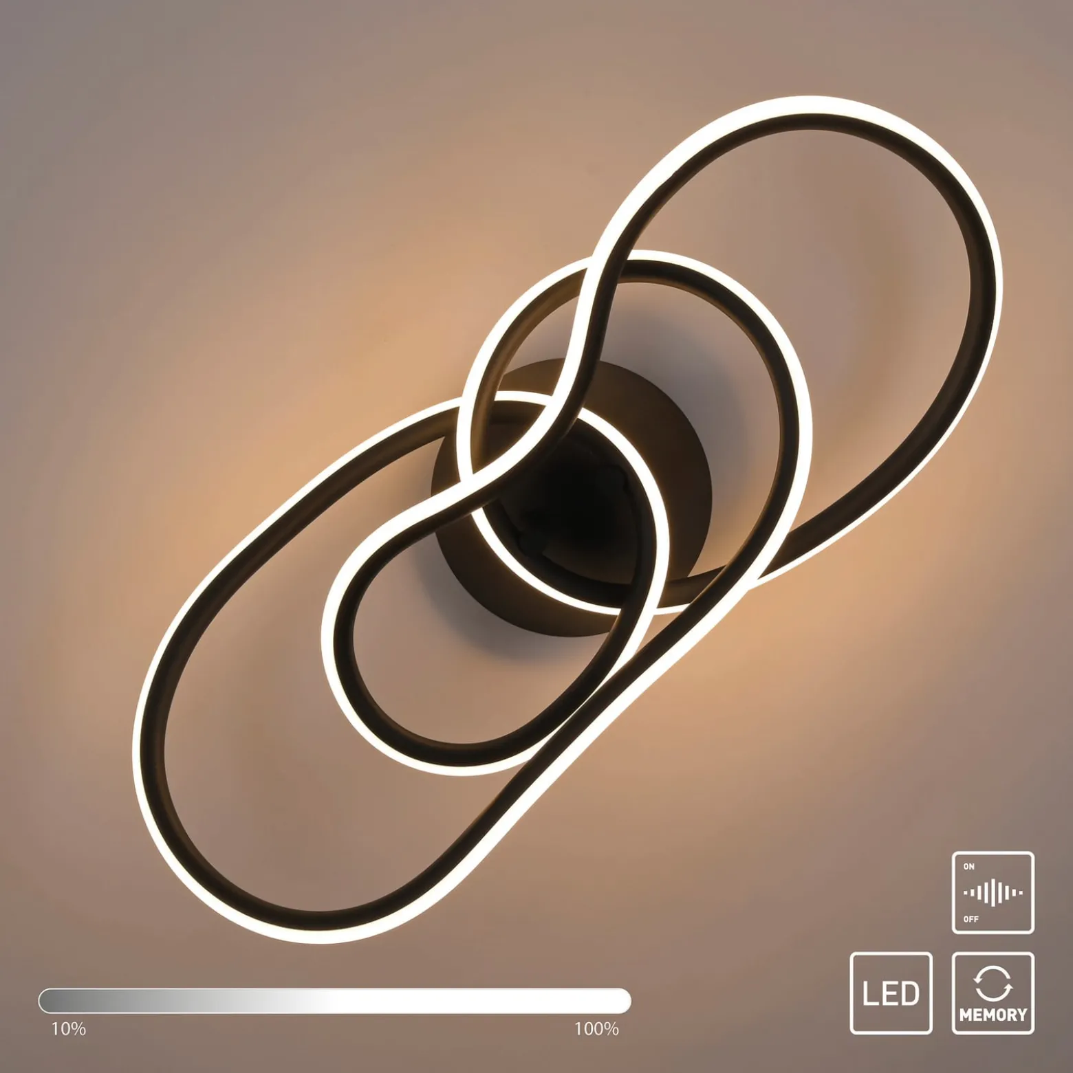 LED-kattovalaisin TWIST, musta, pituus 90 cm, metallinen, Switchdim,