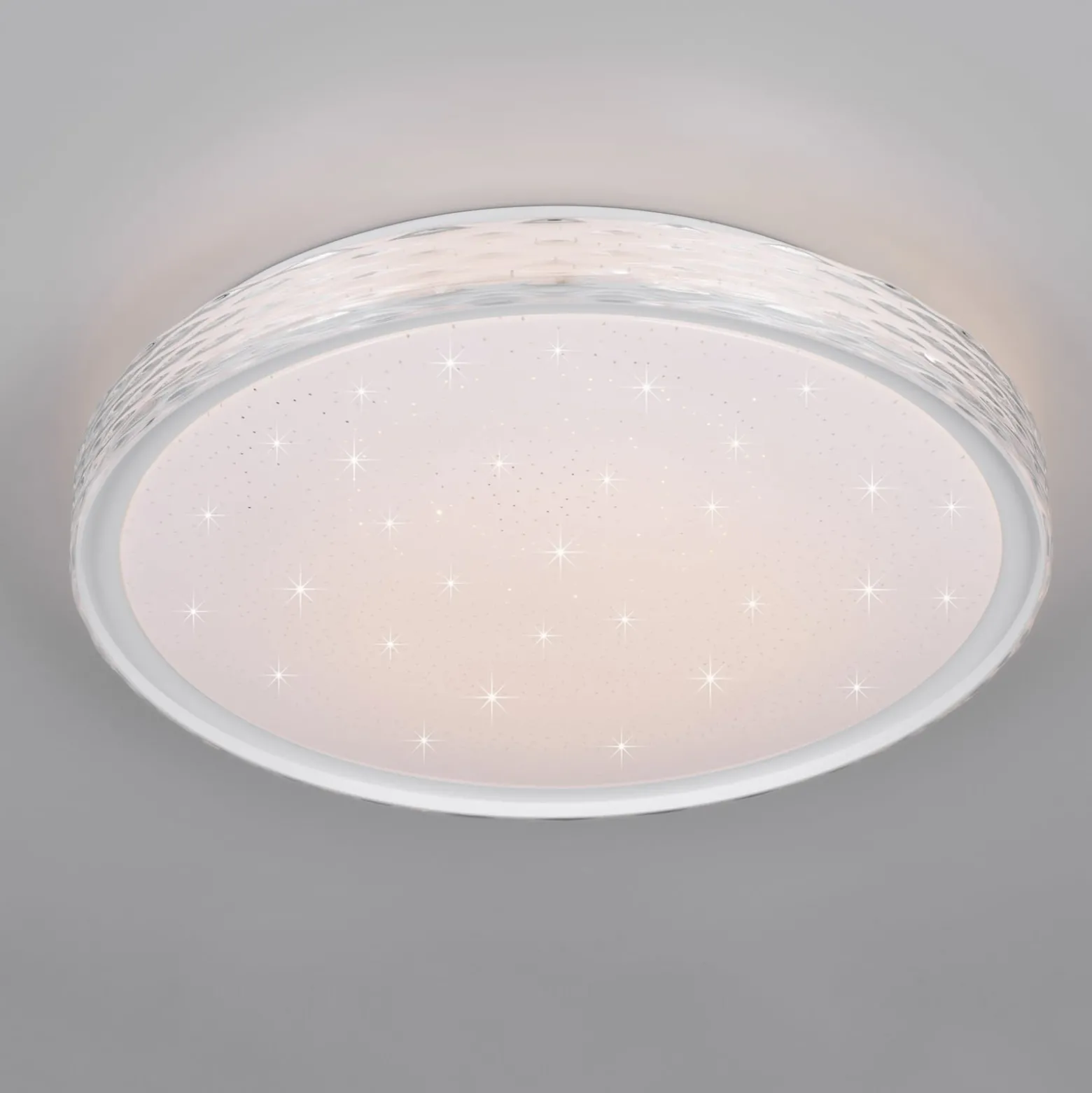 LED-kattovalaisin Varda, valkoinen, Ø 39 cm, kaukosäädin