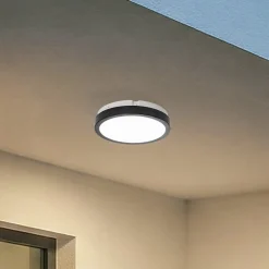LED-kattovalaisin Vera, musta, muovi, Ø 22 cm, IP65