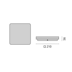 LED-kattovalaisin WL210 kulmikas muovinen 15W 21x21cm 21x21cm