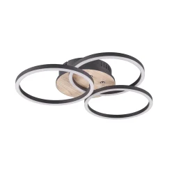 LED-kattovalo Circle 3 lamppua kaukosäädin, puu