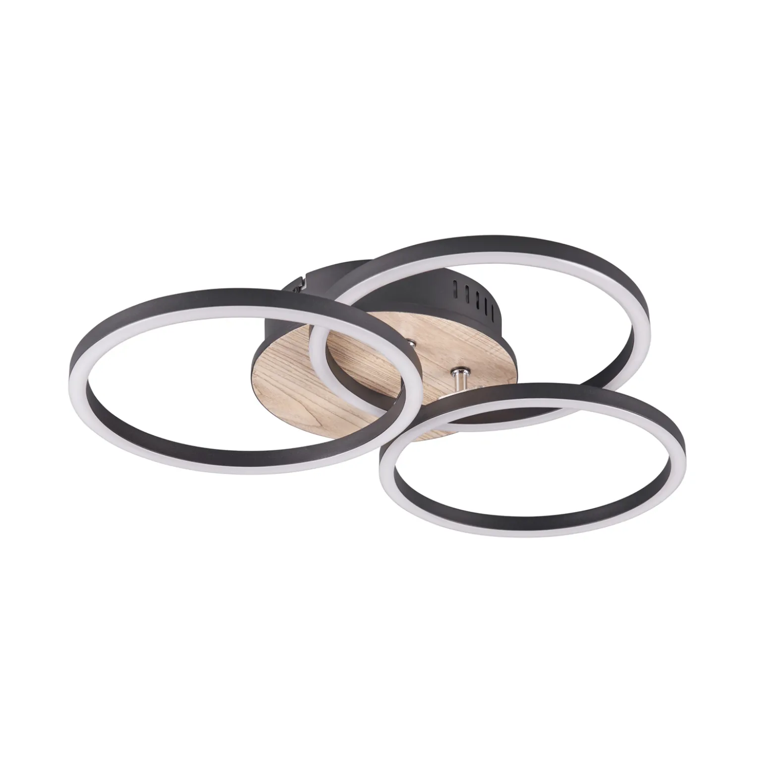 LED-kattovalo Circle 3 lamppua kaukosäädin, puu