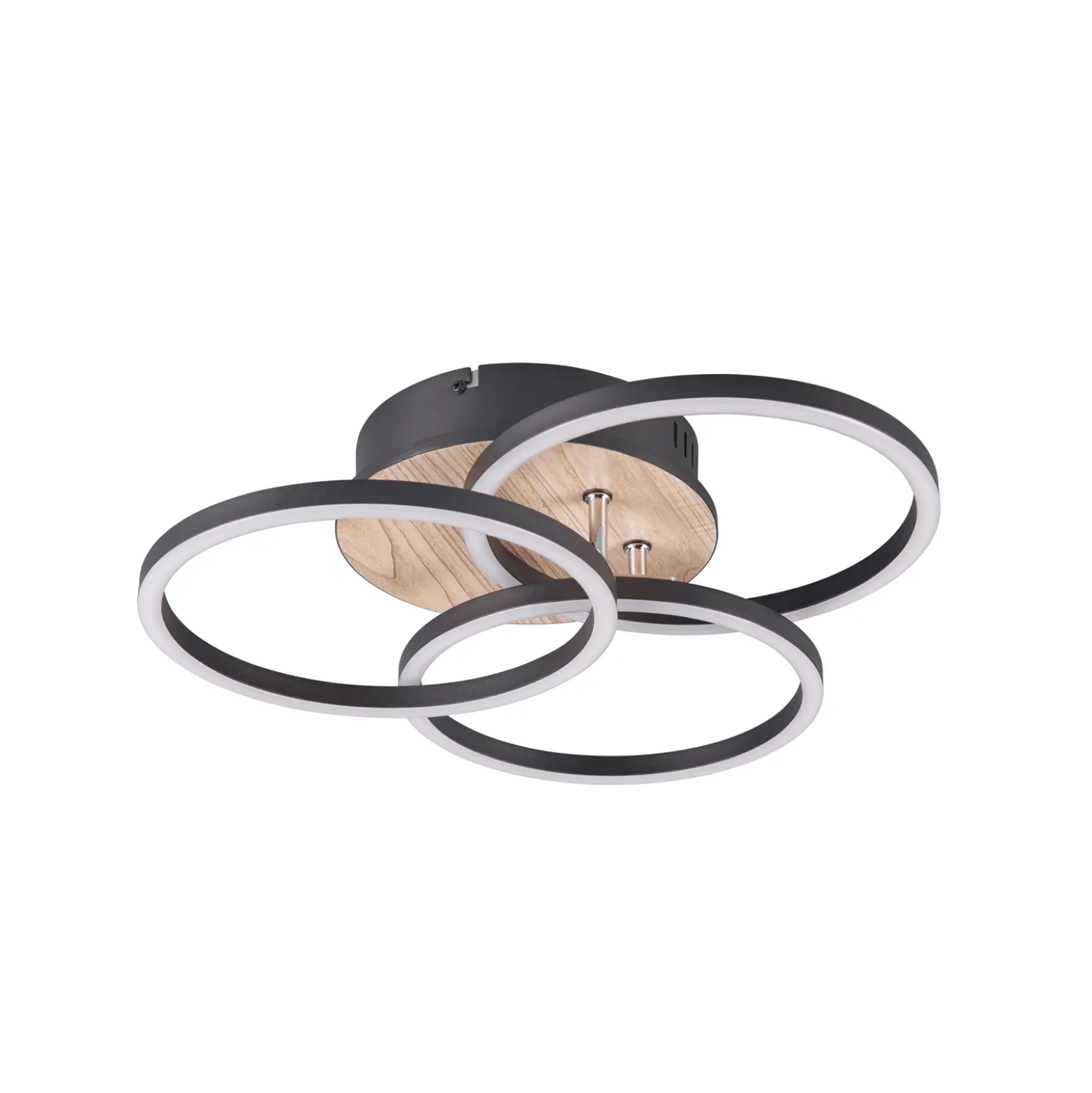 LED-kattovalo Circle 3 lamppua kaukosäädin, puu