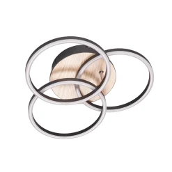 LED-kattovalo Circle 3 lamppua kaukosäädin, puu