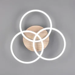 LED-kattovalo Circle 3 lamppua kaukosäädin, puu