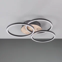 LED-kattovalo Circle 3 lamppua kaukosäädin, puu