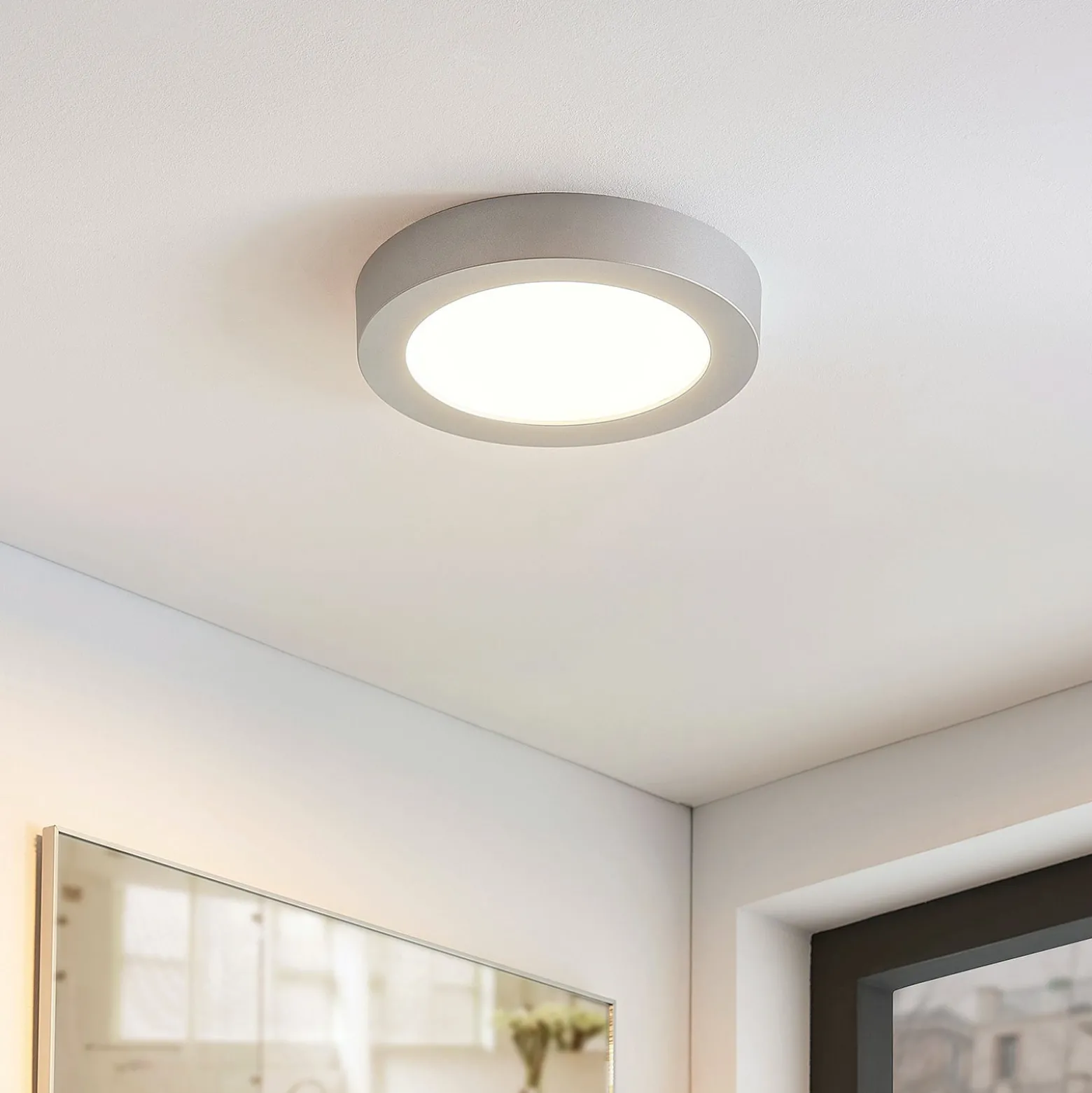 LED-kattovalo Marlo hopea 3 000 K pyöreä 25,2 cm