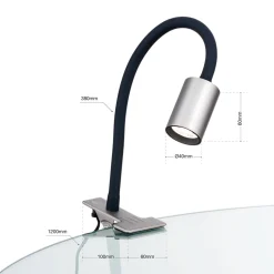 LED-klipsilamppu Kurt mattanikkeliä