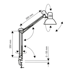 LED-klipsivalaisin MAULstudy, punainen, teräs, korkeus 44 cm, E27