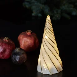 LED-koristefiguuri Vilma, valkoinen/kultainen, korkeus 19 cm, lasi, paristo